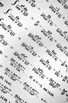Large number of mathematical formulas on a white background Stock Illustration