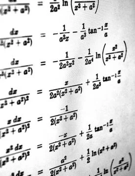 Large number of mathematical formulas on a white background Stock Illustration