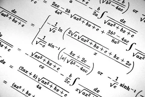 Large number of mathematical formulas on a white background Stock Illustration