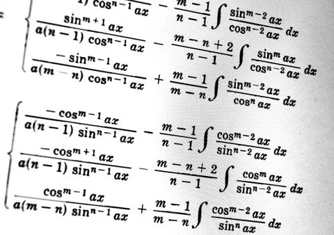 Large number of mathematical formulas on a white background Stock Illustration