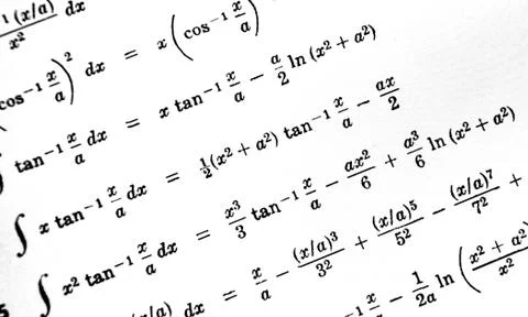 Large number of mathematical formulas on a white background Stock Illustration