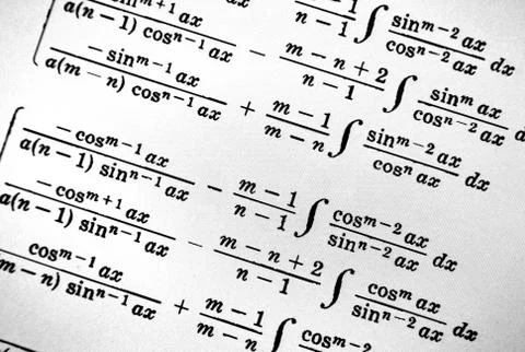 Large number of mathematical formulas on a white background Stock Illustration