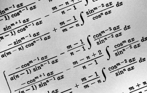 Large number of mathematical formulas on a white background Stock Illustration