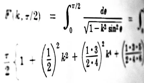 Large number of mathematical formulas on a white background Stock Illustration