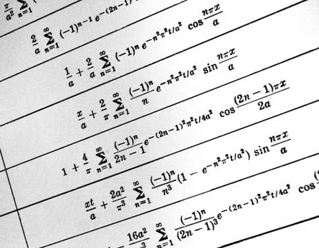 Large number of mathematical formulas on a white background イラスト素材