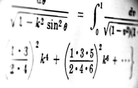Large number of mathematical formulas on a white background Stock Illustration