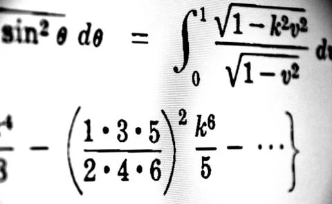 Large number of mathematical formulas on a white background Stock Illustration