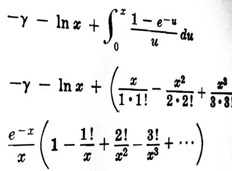 Large number of mathematical formulas on a white background Stock Illustration