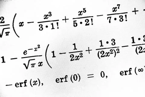 Large number of mathematical formulas on a white background Stock Illustration