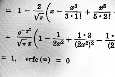 Large number of mathematical formulas on a white background Stock Illustration