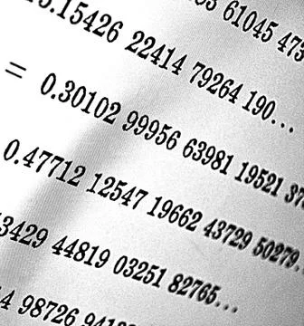 Large number of mathematical formulas on a white background HDR Stock Illustration