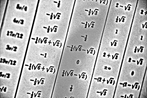 Large number of mathematical formulas on a white background HDR Stock Illustration