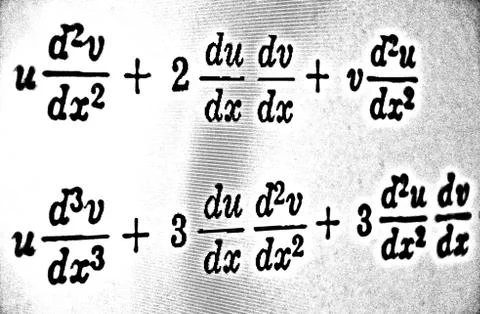 Large number of mathematical formulas on a white background HDR Stock Illustration