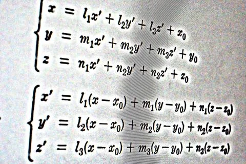 Large number of mathematical formulas on a white background HDR Stock Illustration