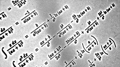 Large number of mathematical formulas on a white background HDR Stock Illustration