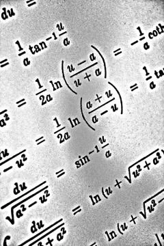 Large number of mathematical formulas on a white background HDR Stock Illustration