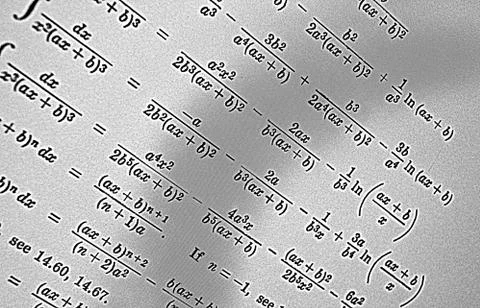 Large number of mathematical formulas on a white background HDR Stock Illustration