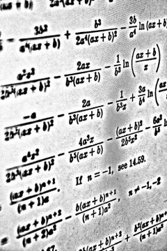Large number of mathematical formulas on a white background HDR Stock Illustration