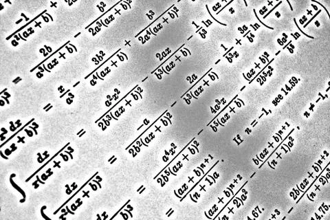 Large number of mathematical formulas on a white background HDR Stock Illustration