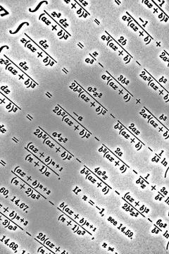 Large number of mathematical formulas on a white background HDR Stock Illustration
