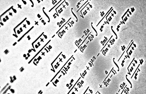 Large number of mathematical formulas on a white background HDR Stock Illustration