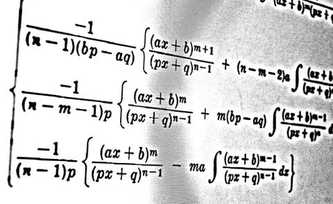 Large number of mathematical formulas on a white background HDR Stock Illustration