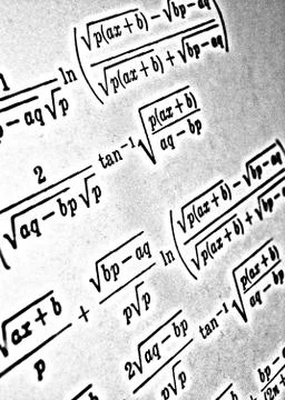 Large number of mathematical formulas on a white background HDR Stock Illustration
