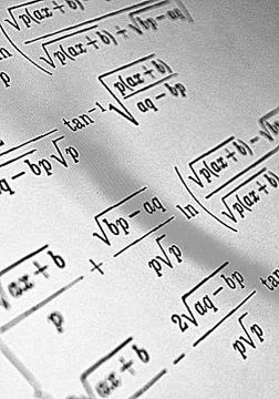 Large number of mathematical formulas on a white background HDR Stock Illustration