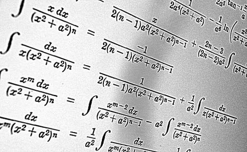 Large number of mathematical formulas on a white background HDR イラスト素材