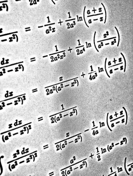 Large number of mathematical formulas on a white background HDR Stock Illustration