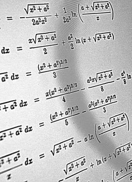 Large number of mathematical formulas on a white background HDR Illustrazione stock
