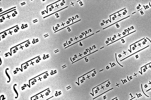 Large number of mathematical formulas on a white background HDR Stock Illustration
