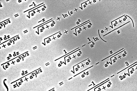 Large number of mathematical formulas on a white background HDR Stock Illustration