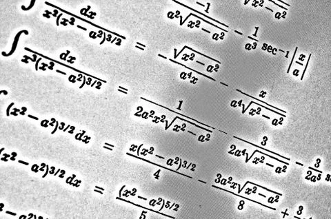 Large number of mathematical formulas on a white background HDR Illustrazione stock