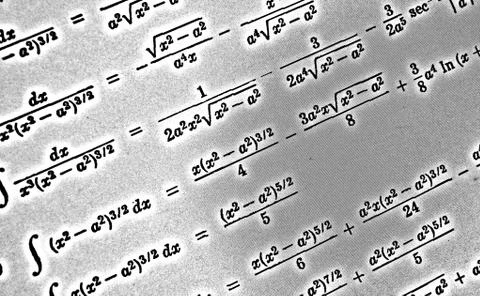 Large number of mathematical formulas on a white background HDR Stock Illustration