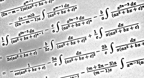 Large number of mathematical formulas on a white background HDR Illustrazione stock