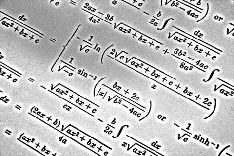 Large number of mathematical formulas on a white background HDR Stock Illustration
