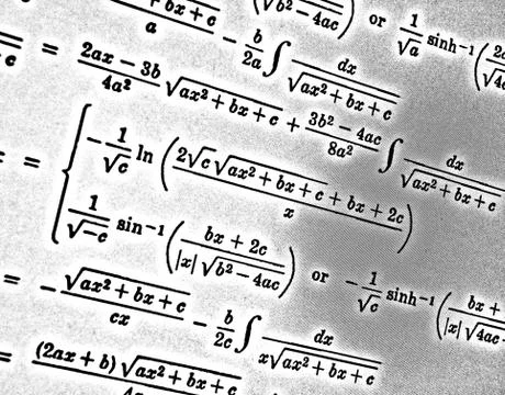 Large number of mathematical formulas on a white background HDR Stock Illustration