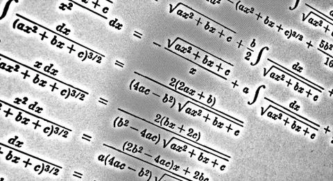 Large number of mathematical formulas on a white background HDR Stock Illustration