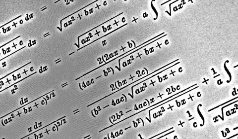 Large number of mathematical formulas on a white background HDR Stock Illustration