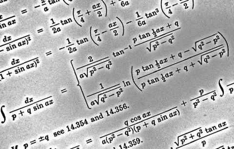 Large number of mathematical formulas on a white background HDR Stock Illustration
