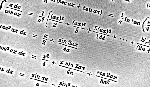 Large number of mathematical formulas on a white background HDR Stock Illustration