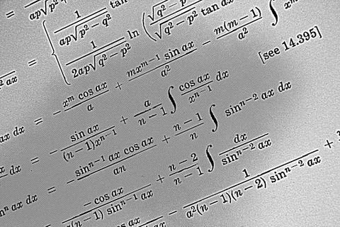 Large number of mathematical formulas on a white background HDR Stock Illustration