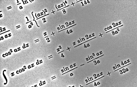 Large number of mathematical formulas on a white background HDR Stock Illustration