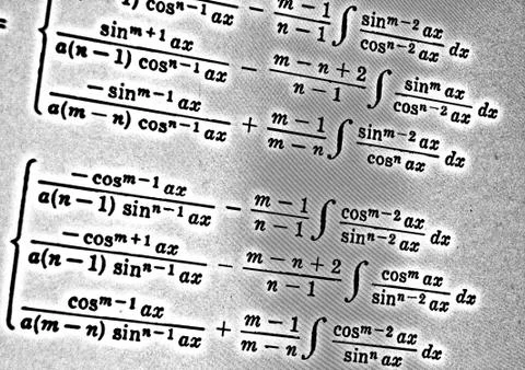 Large number of mathematical formulas on a white background HDR Stock Illustration