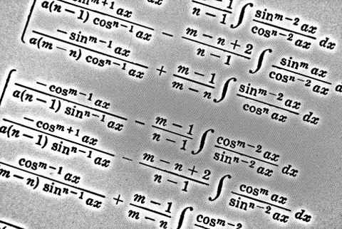 Large number of mathematical formulas on a white background HDR Stock Illustration