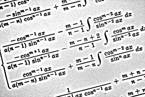 Large number of mathematical formulas on a white background HDR Stock Illustration