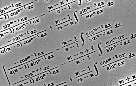 Large number of mathematical formulas on a white background HDR イラスト素材