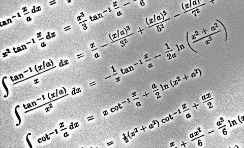 Large number of mathematical formulas on a white background HDR Stock Illustration