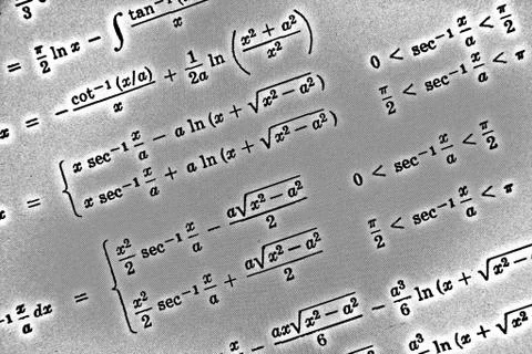 Large number of mathematical formulas on a white background HDR Stock Illustration